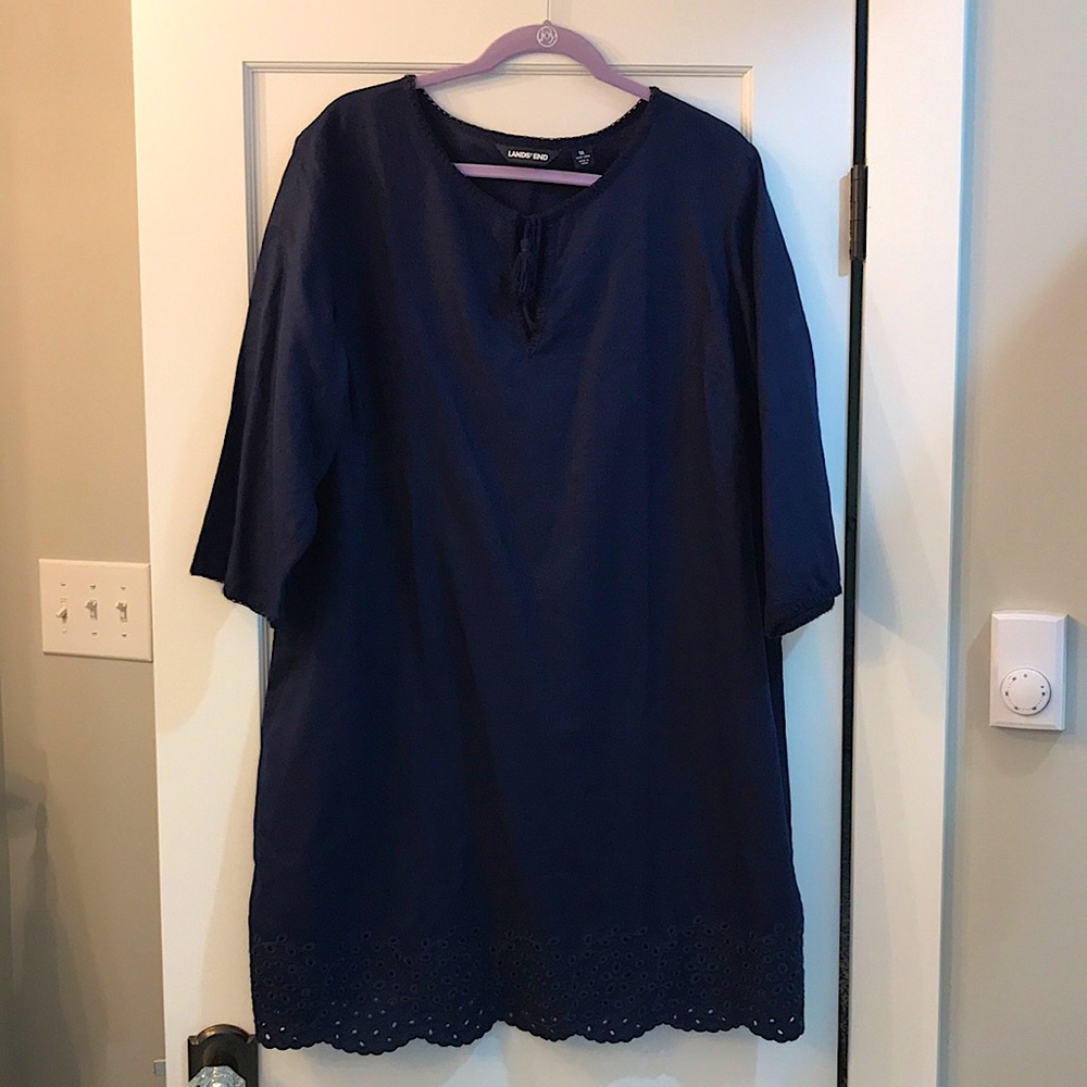 Lands’ End Navy Blue Cover-Up 1X